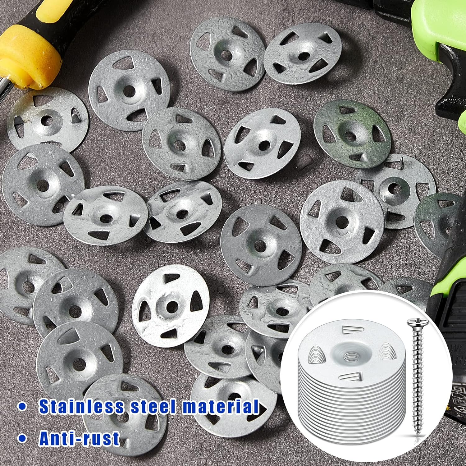 Board Fasteners Hardware Set 100 Pcs 1-1/4 Inch Stainless Steel Washers and 100 Pcs Screws for Fixing Fastening Installation - Image 6